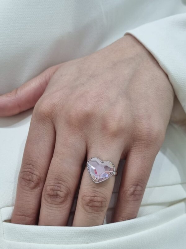 ANILLO de plata con cristal europeo diseño corazon ,regulable