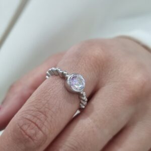 ANILLO DE PLATA CON PIEDRA AURORA BOREAL N°18
