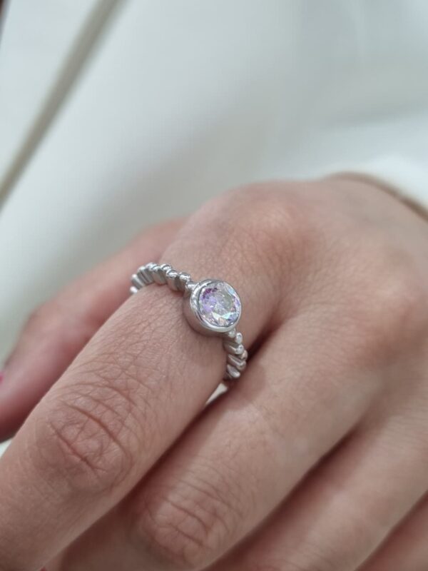 ANILLO DE PLATA CON PIEDRA AURORA BOREAL N°18
