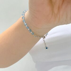 PULSERA DE PLATA CON CRISTAL EUROPEO Y OJITO