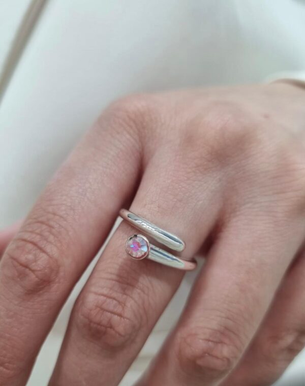 ANILLO de plata con cristal europeo N°15 ajustable