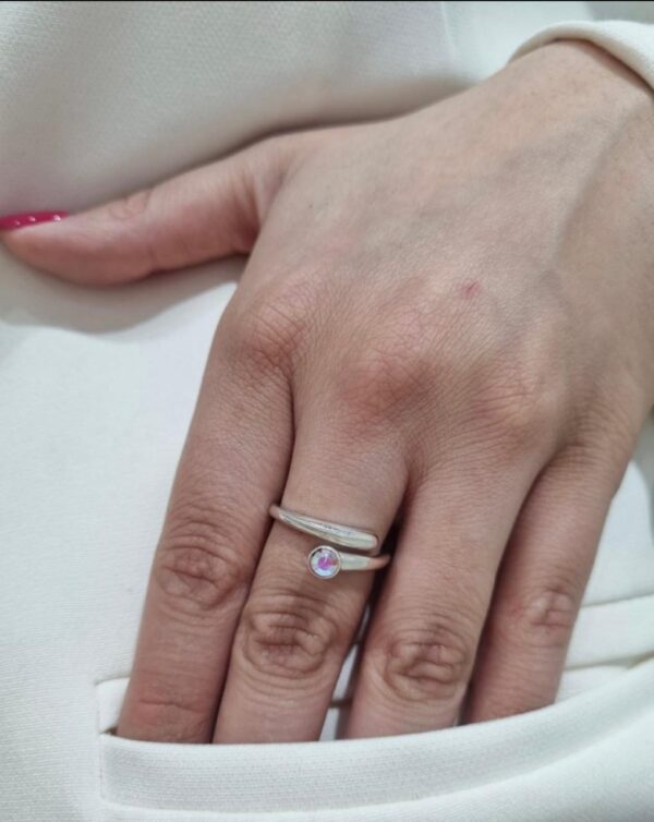ANILLO de plata con cristal europeo N°15 ajustable - Image 3