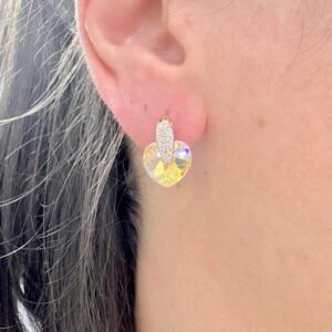 AROS DE PLATA RODINADA EN DORADO CON DIJES CORAZON