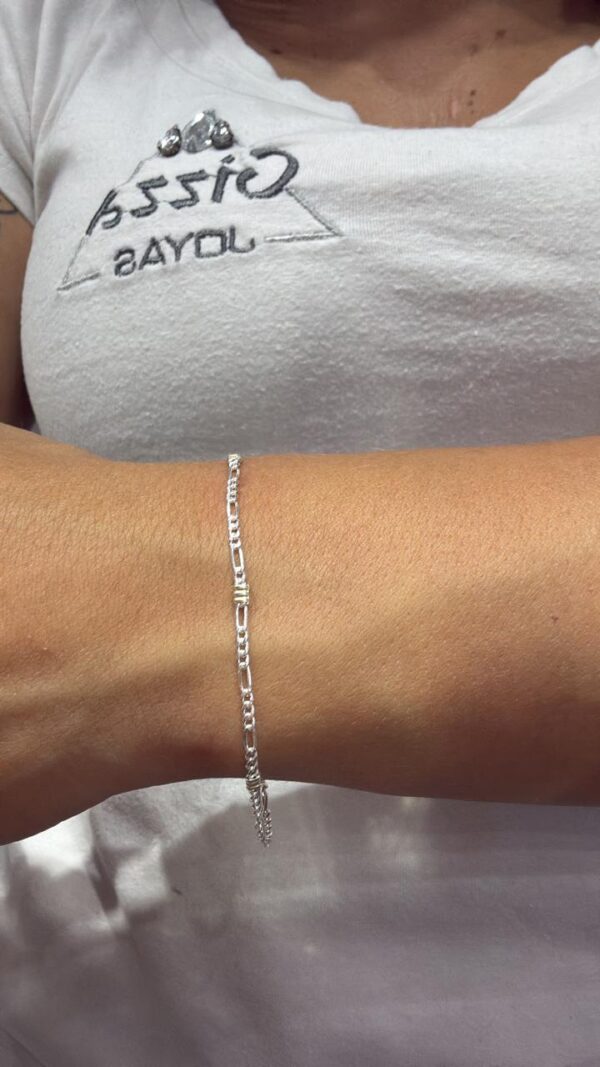 PULSERA PLATA CON ORO MODELO 3X1 MIDE 17CM