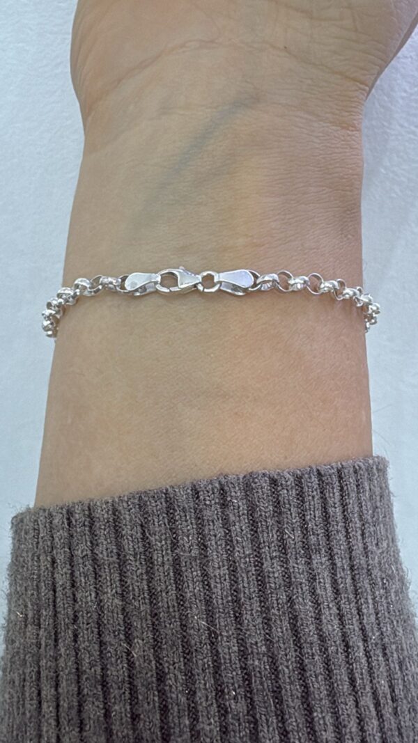 PULSERA PLATA CON ORO MODELO ROLO FINO MIDE 22CM //HILOS I 5// - Image 2