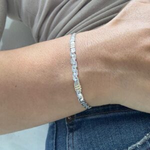 PULSERA PLATA CON ORO MODELO CODO GEUSA MIDE 19CM