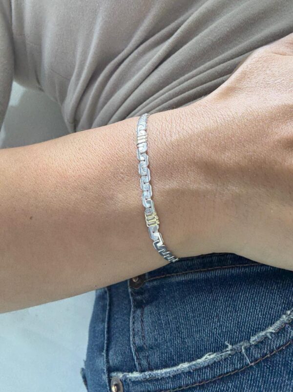 PULSERA PLATA CON ORO MODELO CODO GEUSA MIDE 19CM