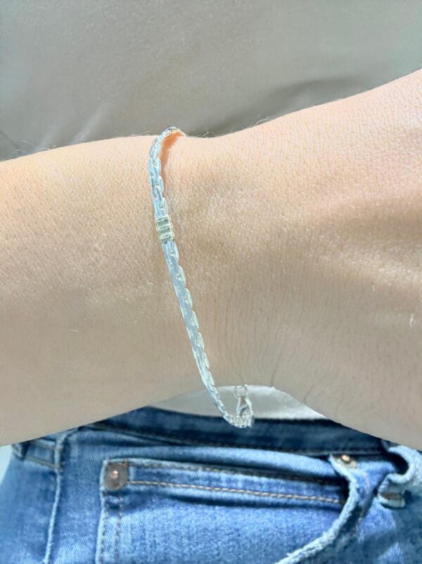 PULSERA PLATA CON ORO MODELO CODO FINA MIDE LARGO 21,5CM
