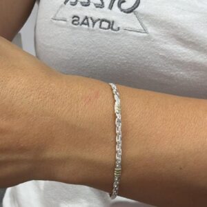 PULSERA PLATA CON ORO MODELO CODO FINA MIDE 18CM