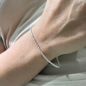 PULSERA PLATA CON ORO MODELO CRO FINA MIDE 17,5CM