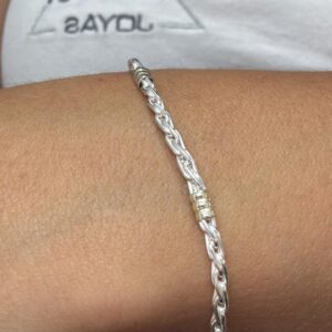 PULSERA PLATA CON ORO MODELO CRO GRUESA MIDE 18,5CM