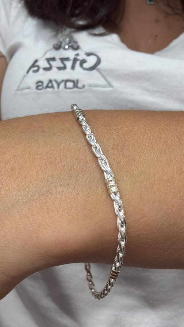 PULSERA PLATA CON ORO MODELO CRO GRUESA MIDE 19CM