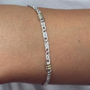 PULSERA DE PLATA CON ORO MODELO ESPIGA I MEDIANA MIDE 16CM