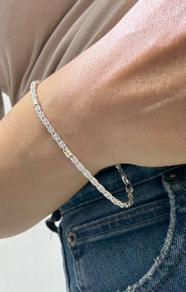 PULSERA DE PLATA CON ORO MODELO SPIGA DE 19CM