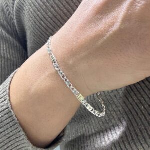 PULSERA DE PLATA CON ORO MODELO ESPIGA II MIDE 16CM