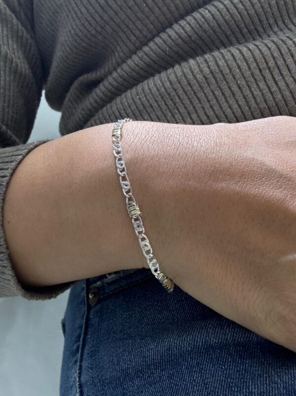 PULSERA DE PLATA CON ORO MODELO ESPIGA II MIDE 18CM - Image 2