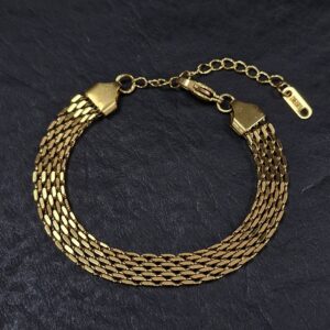 PULSERA DE ACERO DORADO MODELO CHATO Y ANCHO, LARGO 17CM