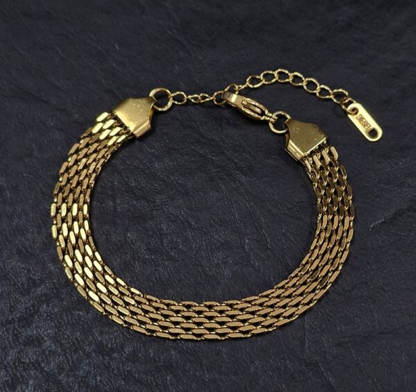 PULSERA DE ACERO DORADO MODELO CHATO Y ANCHO, LARGO 17CM