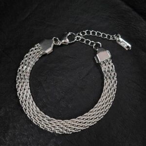 PULSERA DE ACERO BLANCO MODELO CHATO Y ANCHO, LARGO 17CM
