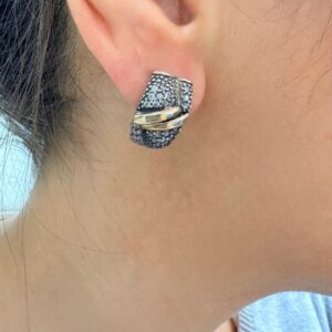 AROS DE PLATA CON ORO Y PIEDRAS CON CIERRE CLIP