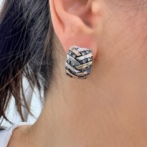 AROS DE PLATA CON ORO Y PIEDRAS CON CIERRE CLIP