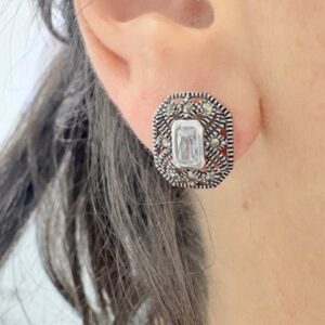 AROS DE PLATA LINEA HINDU DISEÑO RECTUÁNGULO