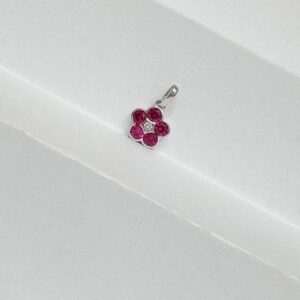 DIJE DE PLATA RODINADA MODELO FLOR FUCSIA