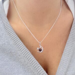 DIJE DE PLATA RODINADA DISEÑO LUNA CON ESTRELLA