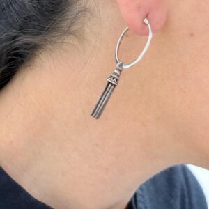 AROS DE PLATA LINEA HINDU MODELO CUBANO CON COLGANTE