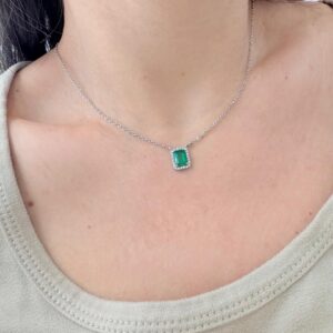 CONJUNTO de plata rodinada modelo "BAGUETTE VERDE"