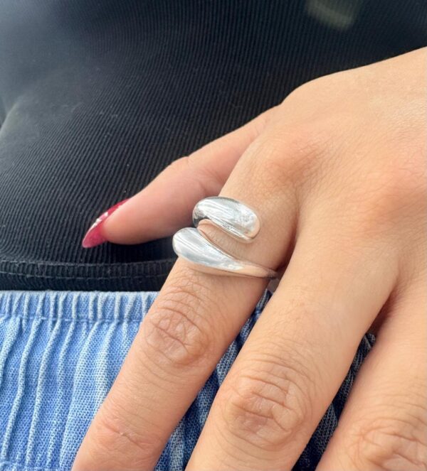 ANILLO DE PLATA MODELO GOTA ,AJUSTABLE - Image 2
