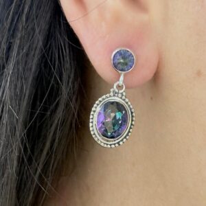 AROS DE PLATA LINEA HINDÚ MODELO CON PIEDRAS COLGANTES