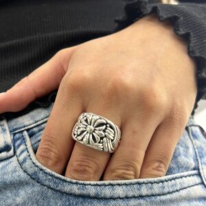 ANILLO DE LINEA ELECTROFORMATURA MODELO FLORES