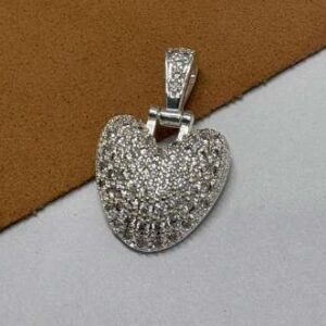 DIJE DE ACERO BLANCO CORAZÓN CON PIEDRAS