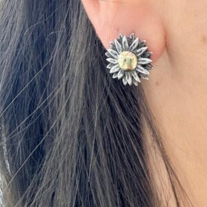 AROS DE PLATA CON ORO MODELO MARGARITAS