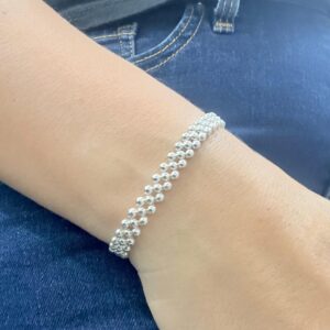 PULSERA DE PLATA MODELO ELASTIZADA CON ESFERAS