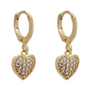 AROS DE ACERO DORADO MODELO CORAZÓN COLGANTE
