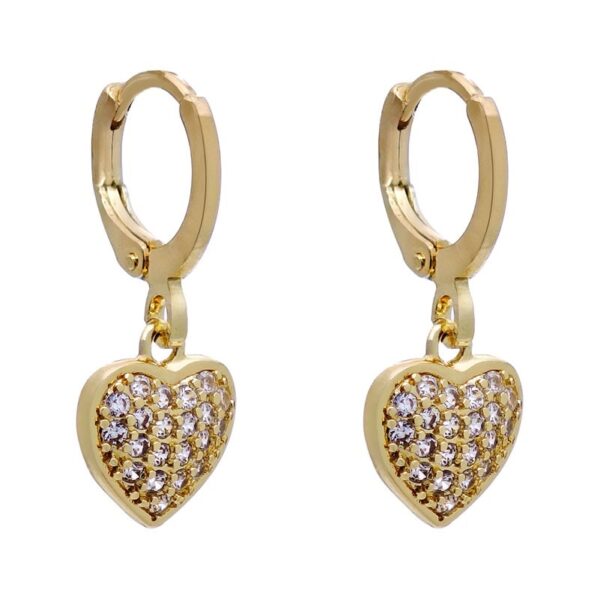 AROS DE ACERO DORADO MODELO CORAZÓN COLGANTE