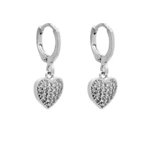 AROS DE ACERO BLANCO MODELO CORAZÓN COLGANTE