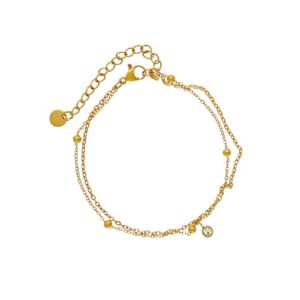 PULSERA DE ACERO DORADO DOBLE CON DIJE COLGANTE