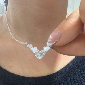 CONJUNTO DE PLATA RODINADA MODELO CORAZONES