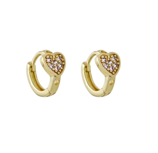AROS DE ACERO DORADO MODELO CUBANO CON CORAZÓN