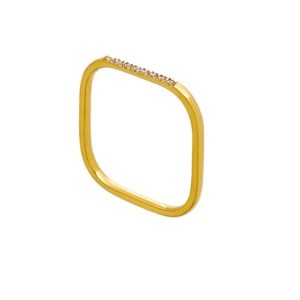 ANILLO DE ACERO DORADO MODELO CUADRADO
