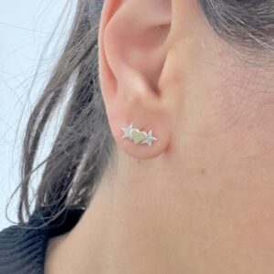 AROS DE PLATA CON ORO MODELO CORAZÓN Y ESTRELLAS