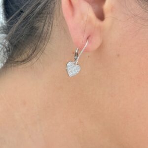 AROS DE PLATA RODINADA MODELO CORAZON COLGANTE