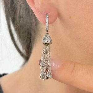 AROS DE PLATA RODINADA MODELO CON CADENAS