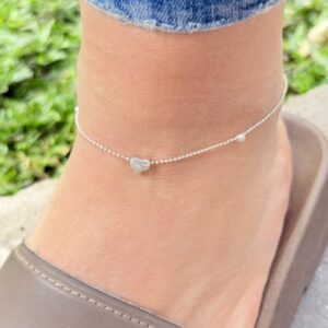 TOBILLERA DE PLATA MODELO CON CORAZON