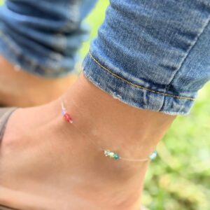 TOBILLERA DE TANZA Y CRISTAL EUROPEO MODELO MULTICOLOR