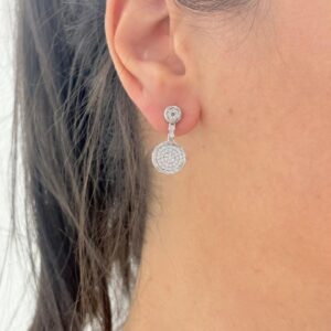 AROS DE PLATA RODINADA MODELO CIRCULOS CON PIEDRAS