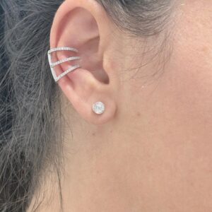 ARO DE PLATA RODINADA MODELO CUFF CON PIEDRAS